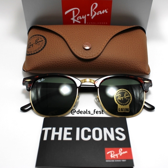 Model Display Ray-Ban Clubmaster Green G15 RB3016 Tortoise - Picture 3 of 17